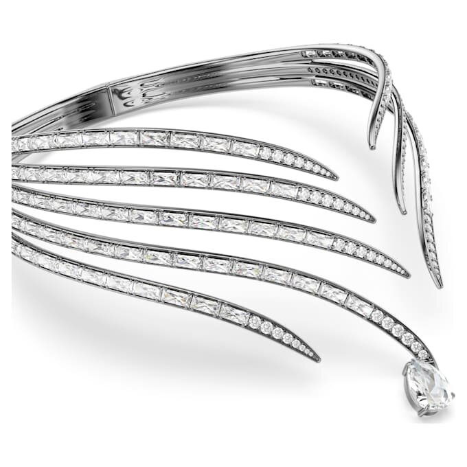 Το κολιέ τύπου choker «Feather» της συλλογής Vienna, λευκό, με επίστρωση ρουθηνίου Το κολιέ τύπου choker «Feather» της συλλογής Vienna, λευκό, με επίστρωση ρουθηνίου