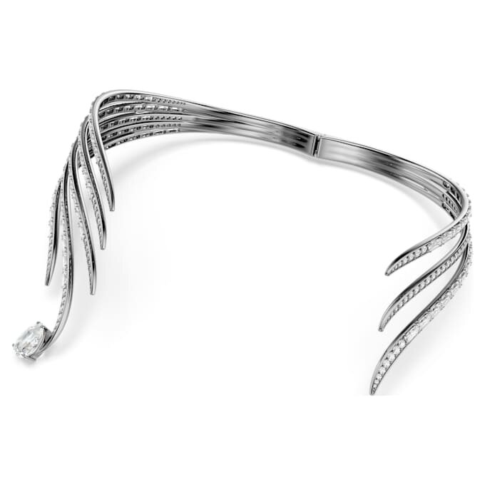 Το κολιέ τύπου choker «Feather» της συλλογής Vienna, λευκό, με επίστρωση ρουθηνίου Το κολιέ τύπου choker «Feather» της συλλογής Vienna, λευκό, με επίστρωση ρουθηνίου