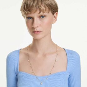 Una Angelic Strandage Crystal Pearl, στρογγυλή κοπή, λευκό, επιχρυσωμένο