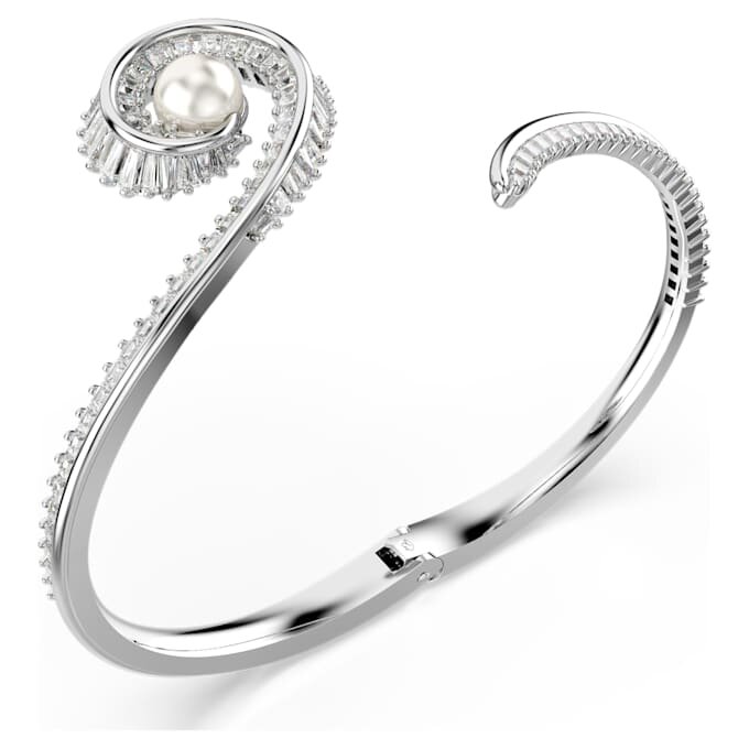 Βραχιόλι Ariana Grande X Swarovski με κρυστάλλινα μαργαριτάρια, κοπή μπαγκέτ, λευκό, επιροδιωμένο Βραχιόλι Ariana Grande X Swarovski με κρυστάλλινα μαργαριτάρια, κοπή μπαγκέτ, λευκό, επιροδιωμένο