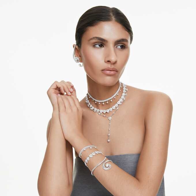 Ariana Grande X Swarovski Κολιέ-κολάρο με κρυστάλλινα μαργαριτάρια, στρογγυλή κοπή, λευκό, επιροδιωμένο Ariana Grande X Swarovski Κολιέ-κολάρο με κρυστάλλινα μαργαριτάρια, στρογγυλή κοπή, λευκό, επιροδιωμένο